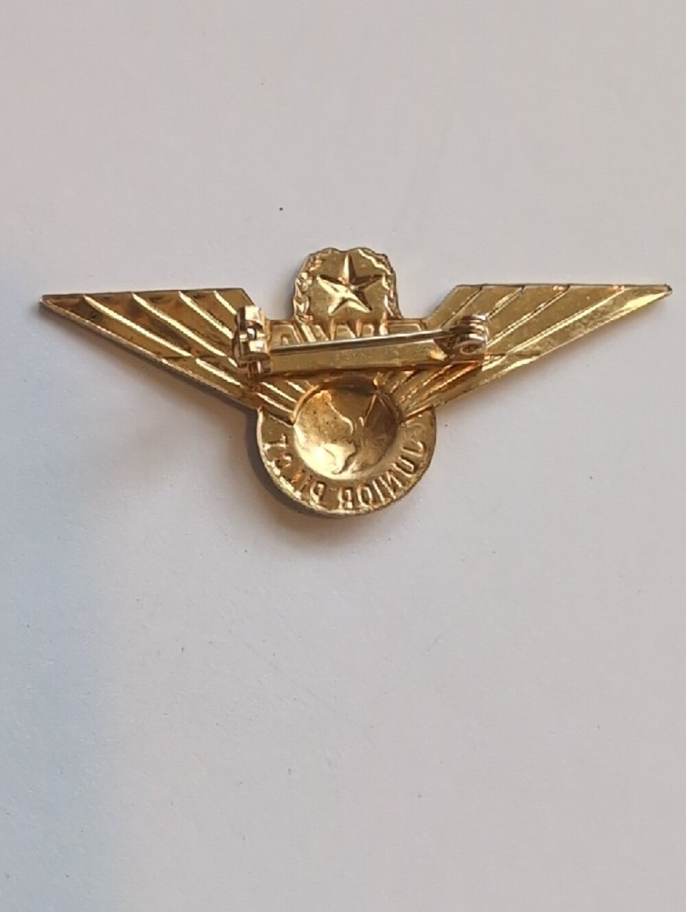 Gold Junior Pilot Wings Pin - Red Lettering - Picture 2 of 2